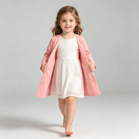Cardigan long rose uni simple à col en V et boutons-pression pour filles, idéal pour le superposition quotidienne, les sorties décontractées, les réunions de famille et les séances photo en studio
