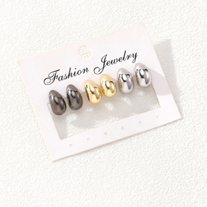Ensemble de 3 paires de boucles d'oreilles tendance pour femmes, en alliage de zinc plaqué or, style goutte d'eau, pour les soirées - Product Image 5
