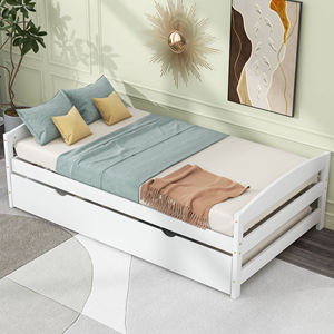 Lit de repos en bois massif avec lit gigogne, canapé-lit en bois style Japandi gain de place <span class=keywords><strong>pour</strong></span> salon et chambre d'amis Blanc - Product Image 1