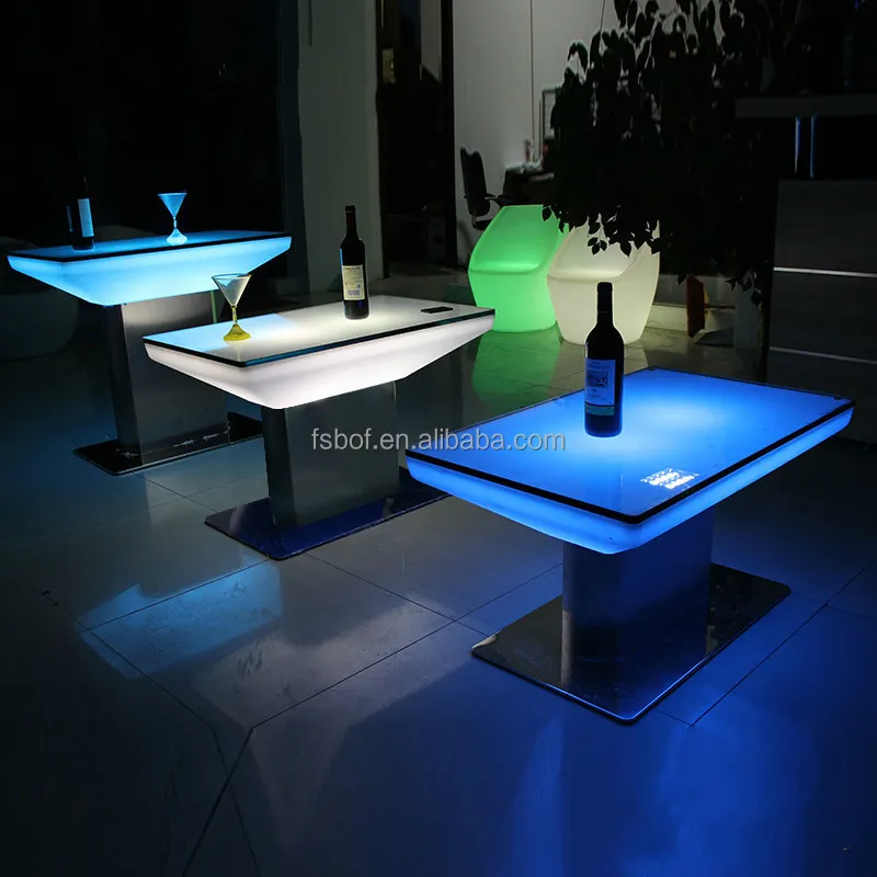 new design casino hotel ktv led table restaurant furniture party glowing bar illuminated led nightclub cocktail dining table