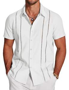 Camisa <span class=keywords><strong>Guayabera</strong></span> Cubana para Hombre, Manga Corta, con Botones, de Alta Calidad, Informal, de Lino, para Verano y Playa - Product Image 4