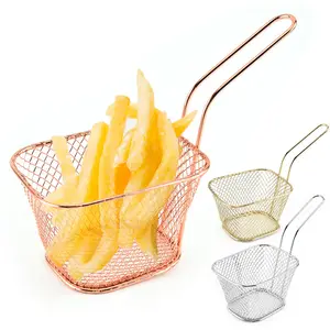 Mini cesta para freír patatas fritas, cestas para aperitivos, caja de comida, olla cuadrada de hierro para Cocina