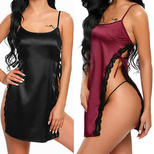 Camisón Erótico Extremo a Precios Económicos, Pijama con Abertura Lateral y Tirantes, Ropa de Dormir, Lencería Sexy de Encaje para Mujer - Product Image 1