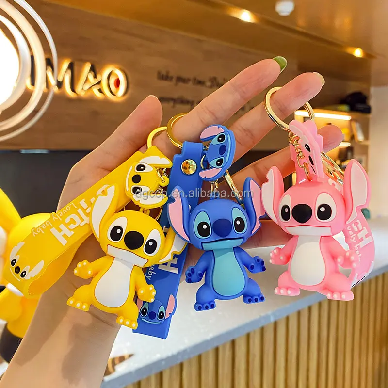 new design decoration gifts Anime figure souvenir 3d stitch Character pvc cartoon keychain accessories