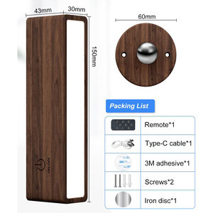 Yilaie הוביל קיר מצונק סוללה שחור נטענת אגוז שחור נטענת קיר תאורה מקורה אור קיר אלחוטי מקורה לקריאה חדר שינה - Product Image 6