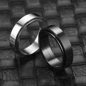 Anéis giratórios para homens, anéis de aço inoxidável pretos e simples, anéis criativos robustos de ansiedade para homens - Product Image 4