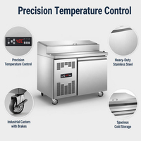 Table de préparation de salades froides en acier inoxydable, plan de travail pour garnitures de pizza avec réfrigération intégrée