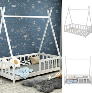 <span class=keywords><strong>Letto</strong></span> Moderno Bianco per Bambini Misura Completa 80 X 160 cm in Legno Massello con <span class=keywords><strong>Protezione</strong></span> Anticaduta - Product Image 1