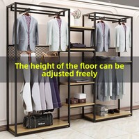 Rak Pakaian Display Toko, Gantungan Baju Lantai, Toko Fashion Pria, Besi Tempa Modern Minimalis UT220, Rak Adjustable