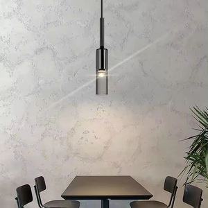 Lampe de chevet minimaliste moderne Ligne suspendue <span class=keywords><strong>Lustre</strong></span> de décoration aérienne longue barre de table cylindrique gris fumée - Product Image 1