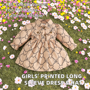 Robe longue à manches imprimées en jean pour filles, collection Printemps-Automne 2025, avec chapeau assorti - Product Image 2