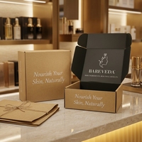 Boîte d'expédition pour produits de beauté véganes avec insert en papier grainé, boîte en carton ondulé pour marque de soins de la peau à base de plantes