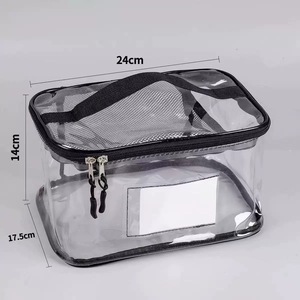 Pochette de toilette transparente en PVC noir avec logo personnalisé, grande pochette cosmétique imperméable, sac de maquillage de voyage pour fête au bord de la <span class=keywords><strong>piscine</strong></span>, plage - Product Image 3