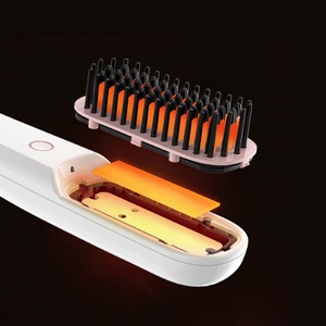 New Design Portable Wireless Electric USB Rechargeable <b>Mini</b> Ionic Hair <b>Straightener</b> Comb Brush - Product Image 4