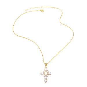 Vente chaude Croix Vierge Marie Collier Naturel Shell Perle Médaille Miraculeuse Or Zircon Crucifix Collier Femmes - Product Image 4