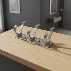 Perchero de pared de acero inoxidable y aluminio con 3 ganchos, resistente, ecológico, moderno, para dormitorio de hotel, venta al por mayor de fábrica - Product Image 2