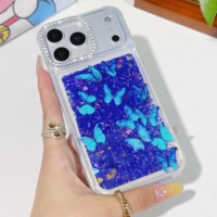 Coque de téléphone de luxe étanche et antichoc pour iPhone 17 Pro Max, motif papillon scintillant, en PC et TPU