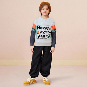 <span class=keywords><strong>Pull</strong></span> en tricot torsadé color block pour garçons, col rond, imprimé visage souriant, manches longues, pour l'automne et l'hiver - Product Image 3