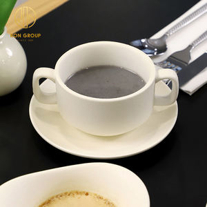 Taza de Café de Cerámica Blanca con Logotipo Personalizado para Té de la Tarde, <span class=keywords><strong>Latte</strong></span>, Espresso, con 2 Asas, para Uso en Cafeterías, Hoteles y Restaurantes - Product Image 2