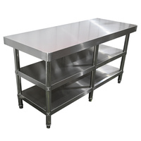 Équipement de cuisine commerciale, plan de travail en acier inoxydable 304, coin arrondi, six pieds, planche à découper extra épaisse, comptoir de cuisine