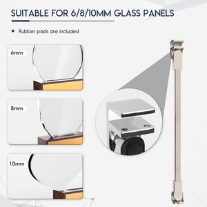 <span class=keywords><strong>Barre</strong></span> <span class=keywords><strong>de</strong></span> support mur-verre sans cadre en acier inoxydable <span class=keywords><strong>de</strong></span> 40 cm (15,7 po) pour porte <span class=keywords><strong>de</strong></span> douche, pour verre <span class=keywords><strong>de</strong></span> 1/4 po à 3/8 po d'épaisseur, 400 mm, chromé - Product Image 4