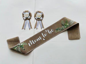 HLC Badges personnalisés vierges, cadeaux promotionnels, badges pour future <span class=keywords><strong>maman</strong></span> et papa, et ensemble de badges et écharpes en métal avec rubans en lin - Product Image 6