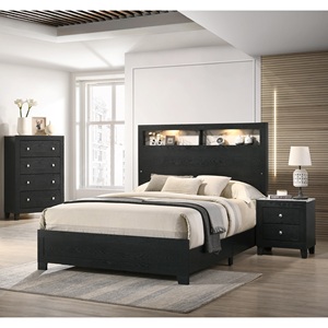 Contemporary Modern Black Nightstand With White Faux Marble Top 2 <b>Drawers</b> Bedroom Furniture - Product Image 5