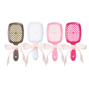 Hollow Out Scented Hair <b>Comb</b> Large Wide Tooth Home Use ABS Material Rose Coconut Cocoa Bean Peach Color - Product Image 1