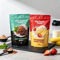 Poudre de Protéine de Lactosérum avec Logo Personnalisé 250G 500G 1KG Sachet Doypack à Fermeture Éclair Suppléments Sportifs Riches en Protéines Sacs en Plastique