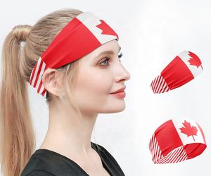 عصابة رأس رياضية لمشجعي كرة القدم 2026 بالجملة، مصنوعة من البوليستر، تصميم علم كندا، عصابة رأس ماصة للعرق - Product Image 2