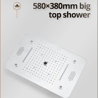 Ensemble de douche musical 380 x 580 mm, colonne de douche LED, robinets de douche encastrés, pluie, cascade, thermostatique, mélangeur 5 voies