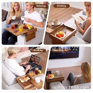 Plateau créatif en bois pour accoudoir de canapé 25x25x22cm avec porte-gobelet pour usage domestique - Product Image 5