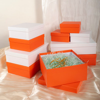 Cajas de Regalo Rígidas con Tapa y Base Cuadradas, Color Naranja y Blanco, para Ropa, Sombreros, Zapatos, Bolsos, Cosméticos, Joyería