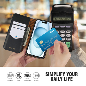 Étui de téléphone portefeuille en cuir de galet biodégradable magnétique recyclable de luxe personnalisé et écologique pour <span class=keywords><strong>iPhone</strong></span> 17 16 Pro Max - Product Image 4