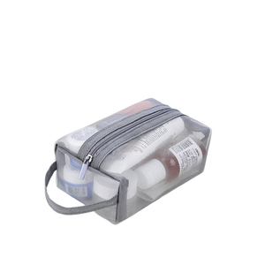Sac cosmétique en maille de nylon transparent avec logo personnalisé, organisateur de pochette de maquillage à fermeture éclair de voyage - Product Image 4