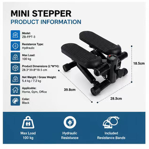 Mini Stepper 2 en 1 con Bandas de Resistencia para Entrenamiento de Cuerpo Completo, Stepper Hidráulico Portátil para Gimnasio en Casa, Equipo de Fitness - Product Image 5