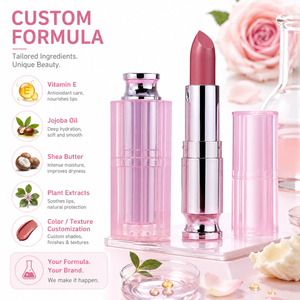 ลิปสติกสีชมพูหรูหราแบบ Private Label พร้อมโลโก้สั่งทำ บรรจุในหลอดทรงนาฬิกาทรายสีเงิน เนื้อแมทกำมะหยี่ ผลิตภัณฑ์วีแกน รับผลิตแบบ OEM - Product Image 5