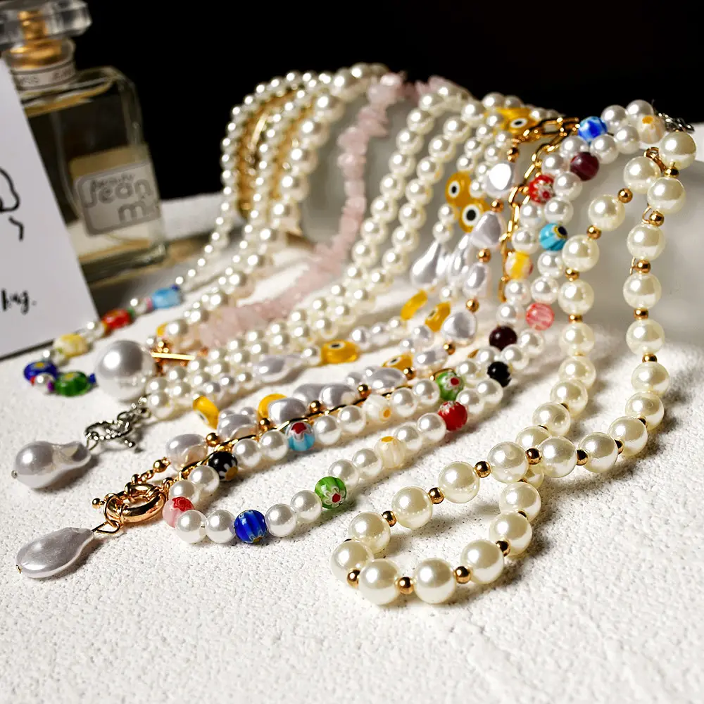 Collier en perles colorées pour femmes, fait à la main, à fleurs brodées, Style mixte