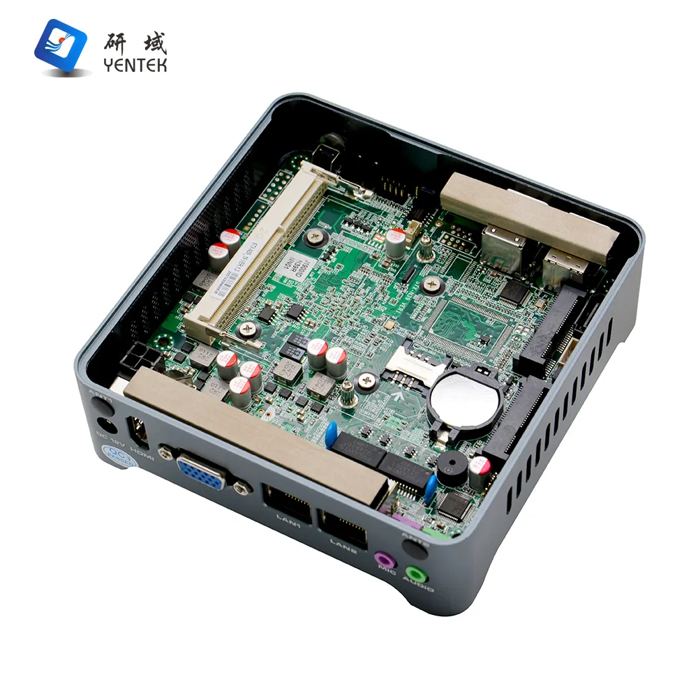 J1900 Mini PC Máy tính để bàn máy tính nhỏ thân máy bay một tay điều khiển Gigabit Ethernet NUC Dual Lan VGA/HDMI tương thích 6 * USB Intel NUC