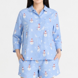 Conjunto de Pijama de Lujo Personalizado para Mujer, Pijama de Algodón de Dos Piezas con Botones para Mujer, Talla Grande, Ropa de Dormir - Product Image 1