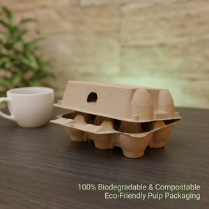 Cartons à œufs promotionnels jaunes naturels à 10 alvéoles en papier recyclé pour ferme biologique - Product Image 1