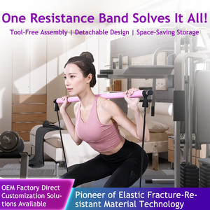 Barre d'exercice fitness <span class=keywords><strong>à</strong></span> deux sections, personnalisable avec marque privée, hautement élastique et renforcée, avec cordes de résistance et <span class=keywords><strong>boucles</strong></span> pour les pieds - Product Image 6