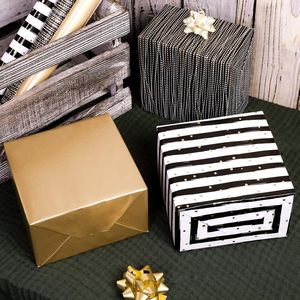 MAYPLUSS Gift Wrapping Paper Roll 17In x 120In Black Gold Stripe Recyclable Anniversary Birthday Party Christmas - Product Image 4