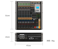 Mélangeur AUDIO 8 canaux nouveau DESIGN avec 2 sorties stéréo quatre groupes carte son AUX 7 bandes EQ 100MM FADER