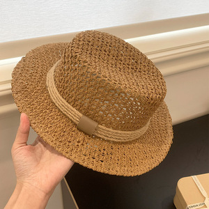 Chapeau de paille plat de <span class=keywords><strong>marque</strong></span> célèbre Summer Hollow pour <span class=keywords><strong>femme</strong></span>, style rétro français, idéal pour la plage et les activités de plein air, chapeau de soleil de type canotier de <span class=keywords><strong>marque</strong></span> célèbre - Product Image 3