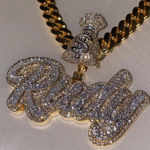 Colgante de Lujo HipHop Iced Out con Letra Personalizada, Collares de Diamantes de Plata 925, Joyería de Diamantes Moissanita VVS para Unisex - Product Image 4