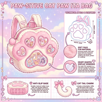 Sac à dos personnalisé en fausse fourrure douce avec poignée en forme de patte de chat, idéal pour l'affichage de badges, parfait pour les conventions et le cosplay