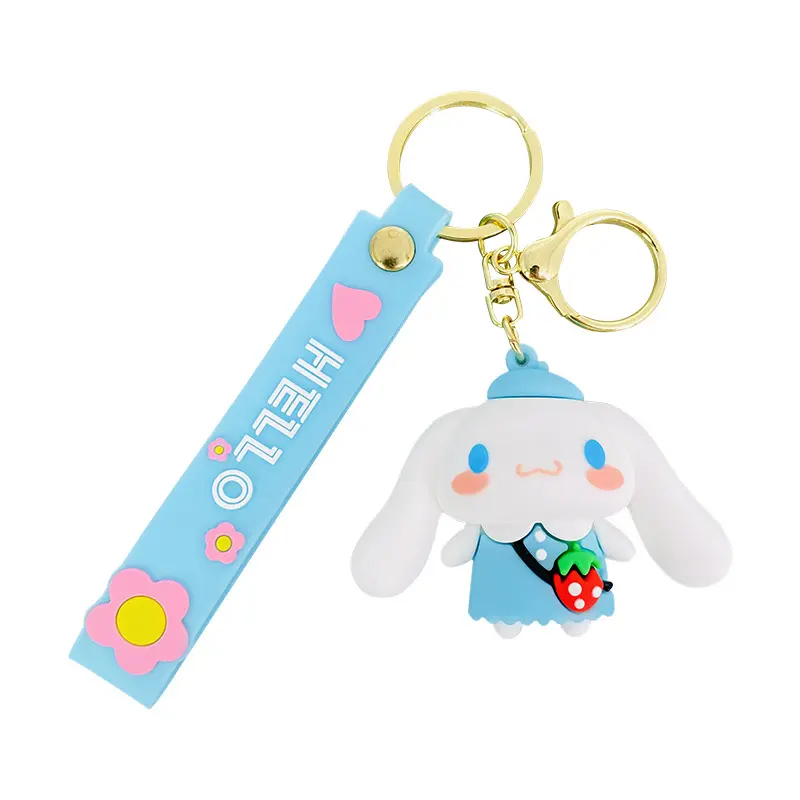 Chaveiro Kuromi Cinnamoroll, porta-chaves com pingente Pachacco, acessório fofo de anime com frutas para casal, decoração de carro, presente