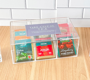 Choice Fun Plastic Tea Bag Storage Organizer Tea Organizer Clear Storage Bins With Transparent Lid