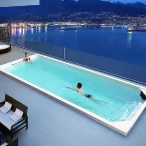 Piscina spa ao ar livre 8m branco acrílico hotel jardim adulto hidromassagem natação BALBOA sistema impermeável personalizado Isolante capa